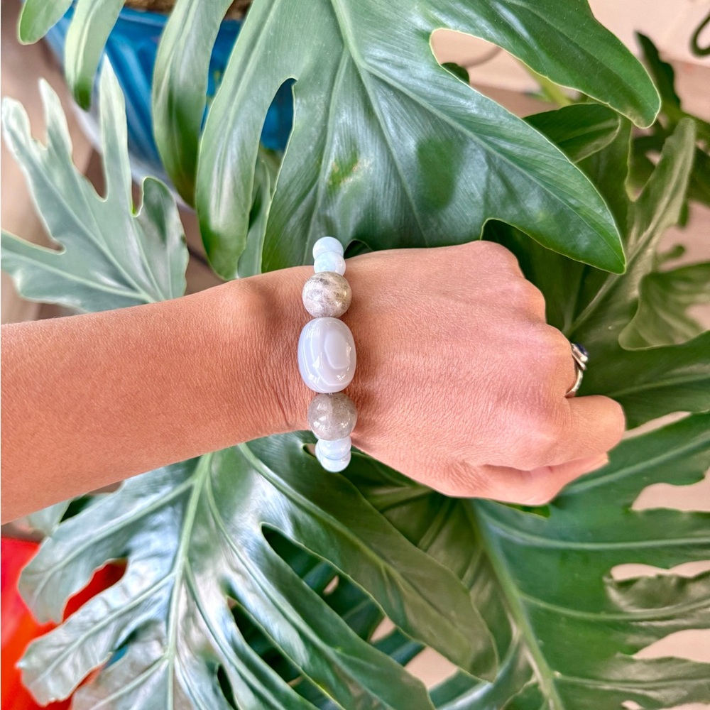 Botswana Agate, Labradorite, Jade & Amazonite bracelet